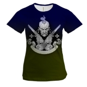 Жіноча 3D футболка з озброєним козаком