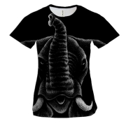 Женская 3D футболка со контурным слоном