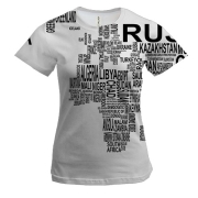 Жіноча 3D футболка з текстовою картою світу