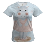 Жіноча 3D футболка з бегемотом в спідниці