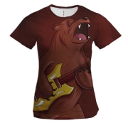 Жіноча 3D футболка з ведмедем гітаристом