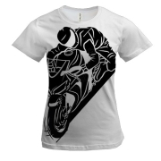 Жіноча 3D футболка з мотоциклістом