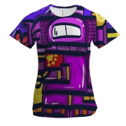 Жіноча 3D футболка з барвистим космонавтом