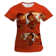 Жіноча 3D футболка з закоханими рибами клоунами