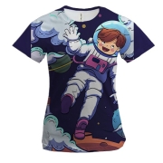 Жіноча 3D футболка з хлопчиком космонавтом