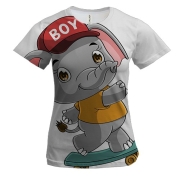 Женская 3D футболка с мальчиком слоненком