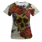 Женская 3D футболка с черепом в разных цветах