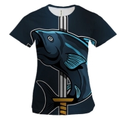 Жіноча 3D футболка з рибою і мечем