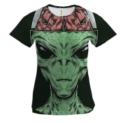 Жіноча 3D футболка з прибульцем і мозком