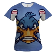 Жіноча 3D футболка з качкою хокеїстом