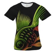 Жіноча 3D футболка з золото зеленої рибкою