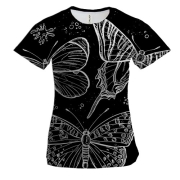 Женская 3D футболка с белыми бабочками