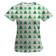 Женская 3D футболка с нарисованными ёлками
