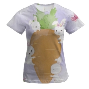 Женская 3D футболка с мокровью и зайчиками