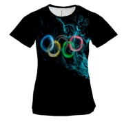 Жіноча 3D футболка Олімпійські кільця з диму
