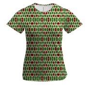 Жіноча 3D футболка з червоними і зеленими ялинками