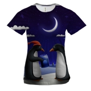 Жіноча 3D футболка з пінгвінами