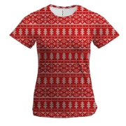 Жіноча 3D футболка з новорічною текстурою