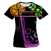 Женская 3D футболка с неоновыми коктейлями