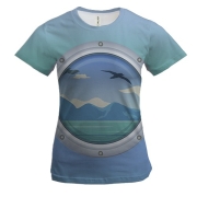 Женская 3D футболка с иллюминатором корабля