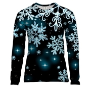 Жіночий 3D лонгслів «Космічні сніжинки»