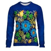 Жіночий 3D лонгслів з Арт квітами