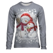 Женский 3D лонгслив со снеговичками