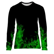 Женский 3D лонгслив Зеленый Огонь