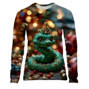 Жіночий 3D лонгслів Маленька різдвяна змійка