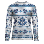 Жіночий 3D лонгслів Новорічний орнамент. олені 1