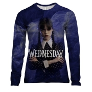 Жіночий 3D лонгслів Wednesday Smoke Арт (2)