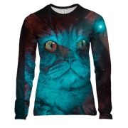Женский 3D лонгслив Кот с подсветкой