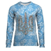 Женский 3D лонгслив с узорчатым украинским гербом