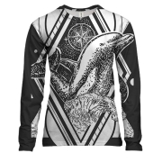 Женский 3D лонгслив с астральным дельфином