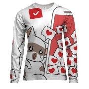 Жіночий 3D лонгслів з котами і лайками