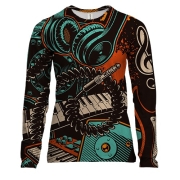 Женский 3D лонгслив Music Instruments Pattern