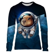 Женский 3D лонгслив с Капибарой в космосе