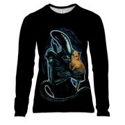 Жіночий 3D лонгслів Чужий з котиком