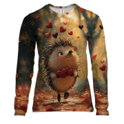 Женский 3D лонгслив Влюбленный Ежик