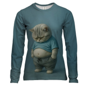 Женский 3D лонгслив Грустный пузатый котик