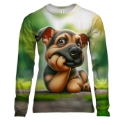 Жіночий 3D лонгслів Собака на галявині