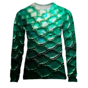 Жіночий 3D лонгслів Зелена змія текстури