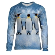 Жіночий 3D лонгслів Три пінгвіна