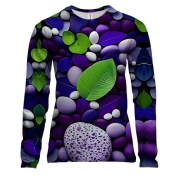 Жіночий 3D лонгслів з фіолетовою галькою
