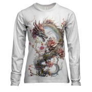 Жіночий 3D лонгслів Дракон у квітах