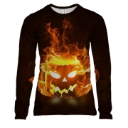Женский 3D лонгслив Тыква в огне