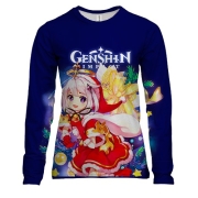 Жіночий 3D лонгслів Новорічна Паймон - Genshin Impact