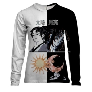 Женский 3D лонгслив Кокушибо, Солнце и Луна - Клинок, рассекающий демонов