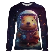 Жіночий 3D лонгслів "Космічна копібара"