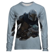 Женский 3D лонгслив Малыш Грогу в полете